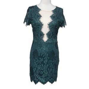 Storia  from Anthropologie Short Sleeve Green Lace Dress NWT Sexy Dress Size Lar